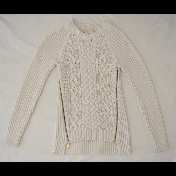 Michael Kors Sweaters - Michel Kors cableknit sweater with golden zippers